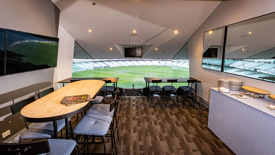 Inside a medium sized corporate box at the MCG